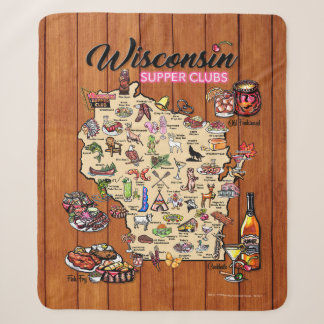 Fleece Sherpa Throw - Wisconsin Supper Club Map