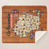 Fleece Sherpa Throw - Wisconsin Supper Club Map (Voorkant (horizontaal))