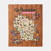 Fleece Throw - Wisconsin Supper Club Map  (Voorkant)