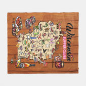 Fleece Throw - Wisconsin Supper Club Map  (Voorkant (Horizontaal))