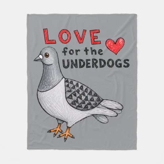 Fleecedecke "Love For The Underdogs" mit Taube Fleece Deken (Voorkant)