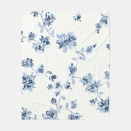 Fleecedecke mit blauem Blumem-Print Fleece Deken