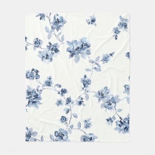 Fleecedecke mit blauem Blumem-Print Fleece Deken (Voorkant)