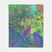 Fleecedeken op basis van natuur met vogeltjes fleece deken (Voorkant)