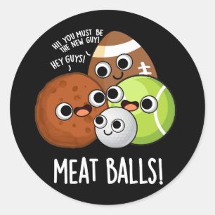 Fleesballen Grappig Eten Grap Donkere Achtergrond Ronde Sticker