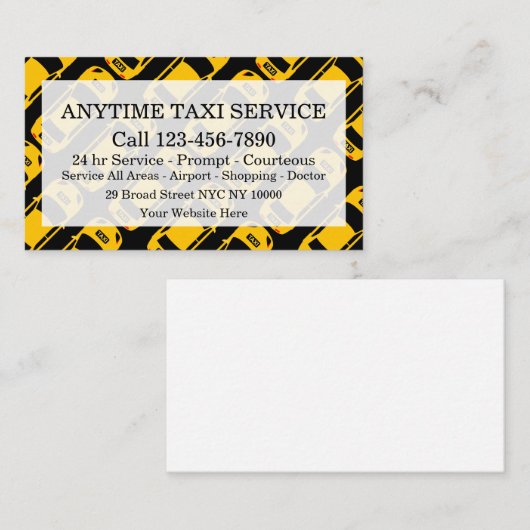 Fleet Taxi Service met Taxicab Pattern Visitekaartje (Voorkant / Achterkant)