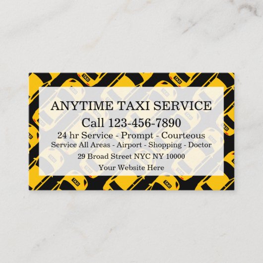 Fleet Taxi Service met Taxicab Pattern Visitekaartje (Voorkant)