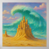 Fleeting Sand Castle - Pastel schilderstijl kunst Poster (Voorkant)