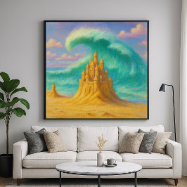 Fleeting Sand Castle - Pastel schilderstijl kunst Poster