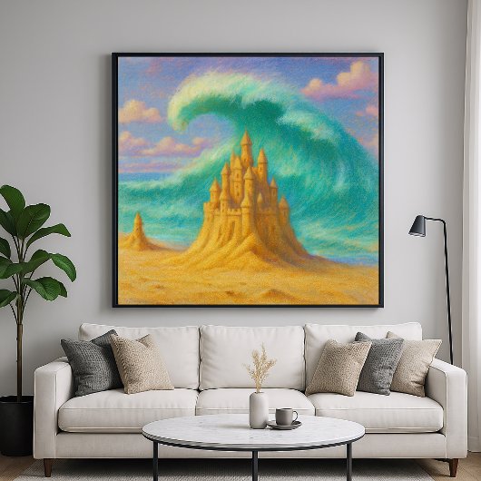 Fleeting Sand Castle - Pastel schilderstijl kunst Poster