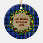 Fleming Clan badge & Tartan Persoonlijke mas Keramisch Ornament (Achterkant)