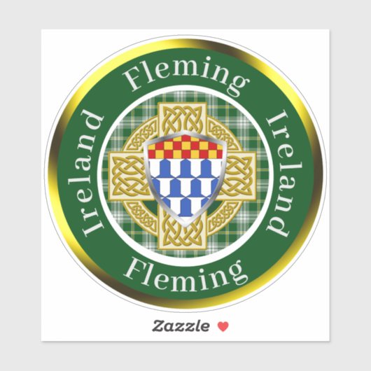 Fleming Shield & Celtic Cross gepersonaliseerd Sticker (Vel)