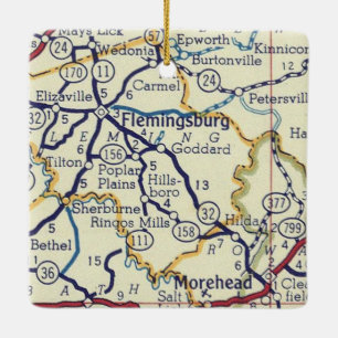 Flemingsburg KY  kaart Keramisch Ornament