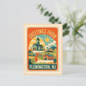 Flemington NJ Hunterdon County Retro Briefkaart (Staand voorkant)