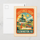 Flemington NJ Hunterdon County Retro Briefkaart (Voorkant / Achterkant)