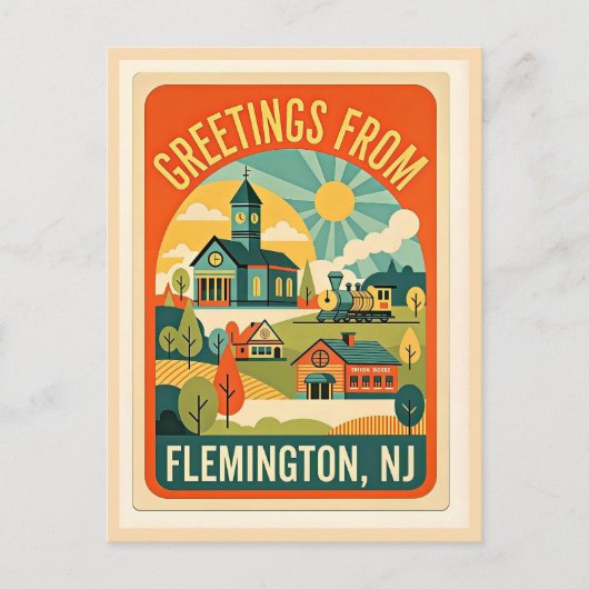 Flemington NJ Hunterdon County Retro Briefkaart (Voorkant)