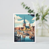 Flensburg Duitsland vintage reisillustratie Briefkaart (Staand voorkant)