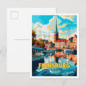 Flensburg Duitsland vintage reisillustratie Briefkaart (Voorkant / Achterkant)