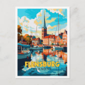 Flensburg Duitsland vintage reisillustratie Briefkaart (Voorkant)