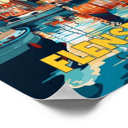 Flensburg Duitsland vintage reisillustratie Poster (Hoek)