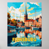 Flensburg Duitsland vintage reisillustratie Poster (Voorkant)