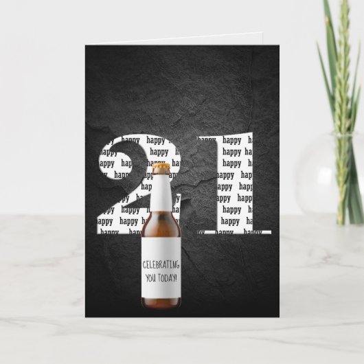 Fles bier voor 21e verjaardag kaart (Voorkant)