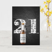 Fles bier voor 21e verjaardag kaart (Gele Bloem)