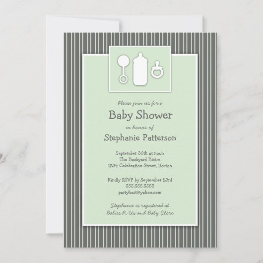 Fles Binky Rattle Baby shower Mint & Grey Kaart (Voorkant)