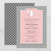 Fles Binky Rattle Rattle Rikkeld Roze Baby shower Kaart (Voorkant / Achterkant)