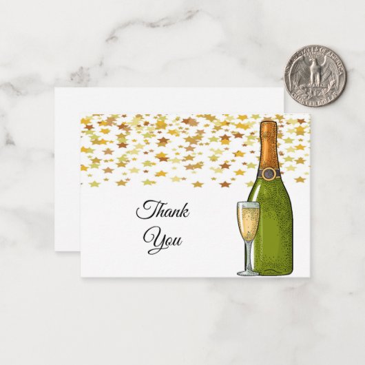 Fles Champagne Hartelijk dank Notitiekaartje (Voorkant / Achterkant in situ)