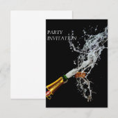 Fles champagne	 Uitnodiging voor feestje (Voorkant / Achterkant)