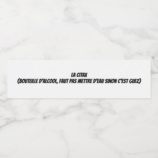 Fles citax-vodka waterfles etiket (Enkel label)