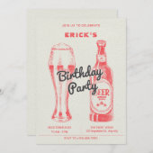 Fles en bier feest kaart (Voorkant / Achterkant)