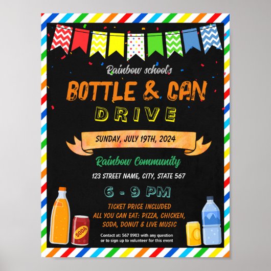 Fles en Can Fundraising Drive school sjabloon Poster (Voorkant)