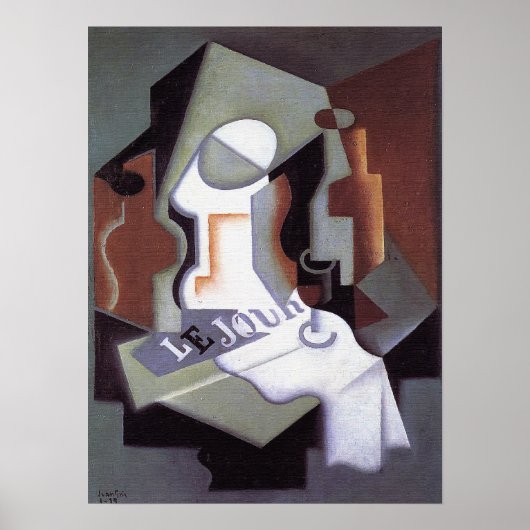 Fles en Fruit Dish van Juan Gris Poster (Voorkant)