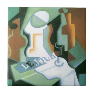 Fles en fruitschaal van Juan Gris, Vintage Cubisme Tegeltje