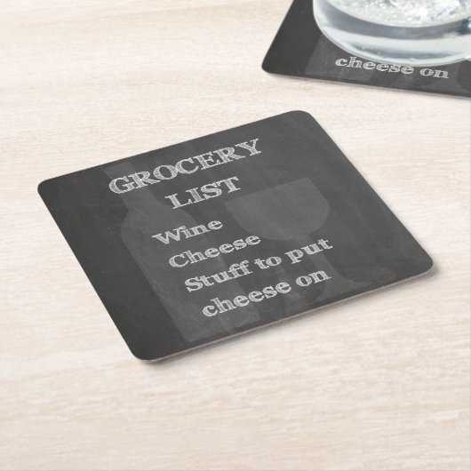 Fles en glas: Wijnbouwlijst Kartonnen Onderzetters (Schuin)