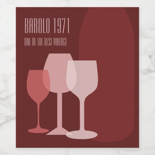 Fles en glazen wijn etiket (Enkel label)