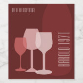 Fles en glazen wijn etiket (Enkel label)