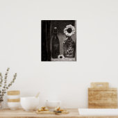 Fles en ventilator in zwart-wit poster (Keuken)