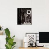 Fles en ventilator in zwart-wit poster (Thuiskantoor)