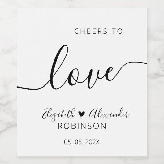 Fles Favor to Love Script Wedding Wijn Etiket (Enkel label)