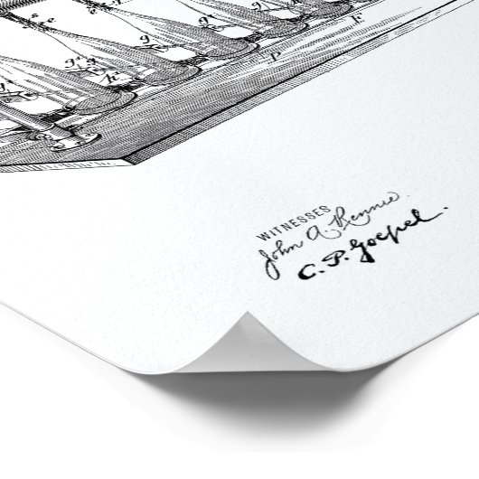 Fles Filling Machine 1903 Patent Art White Paper Poster (Hoek)