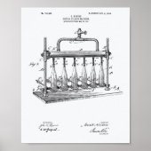 Fles Filling Machine 1903 Patent Art White Paper Poster (Voorkant)