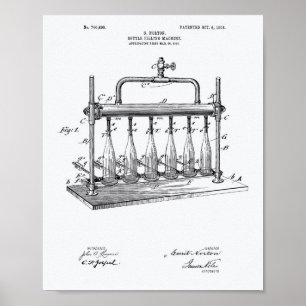 Fles Filling Machine 1903 Patent Art White Paper Poster