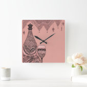 Fles & Glazen Kant AI kunst Vierkante Klok (Huis)