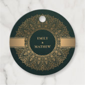 FLES GREEN GOLD CLASSIC  MANDALA WEDING BEDANKJES LABELS (Voorkant)