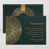 FLES GREEN GOLD CLASSIC MANDALA WEDING BEDANKKAART (Voorkant / Achterkant)