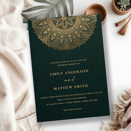 FLES GREEN GOLD CLASSIC  MANDALA WEDING KAART