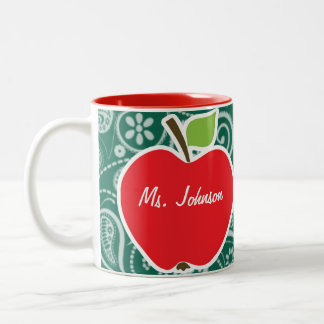 Fles Green Paisley Appel Tweekleurige Koffiemok